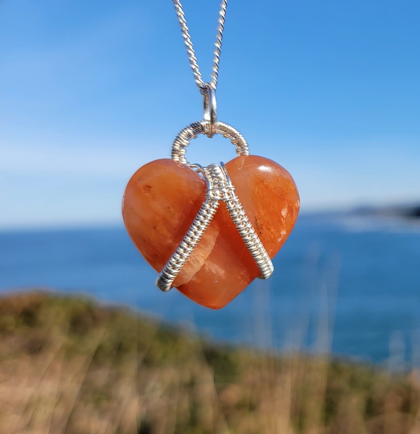 Red Aventurine Heart ~ Sterling Silver