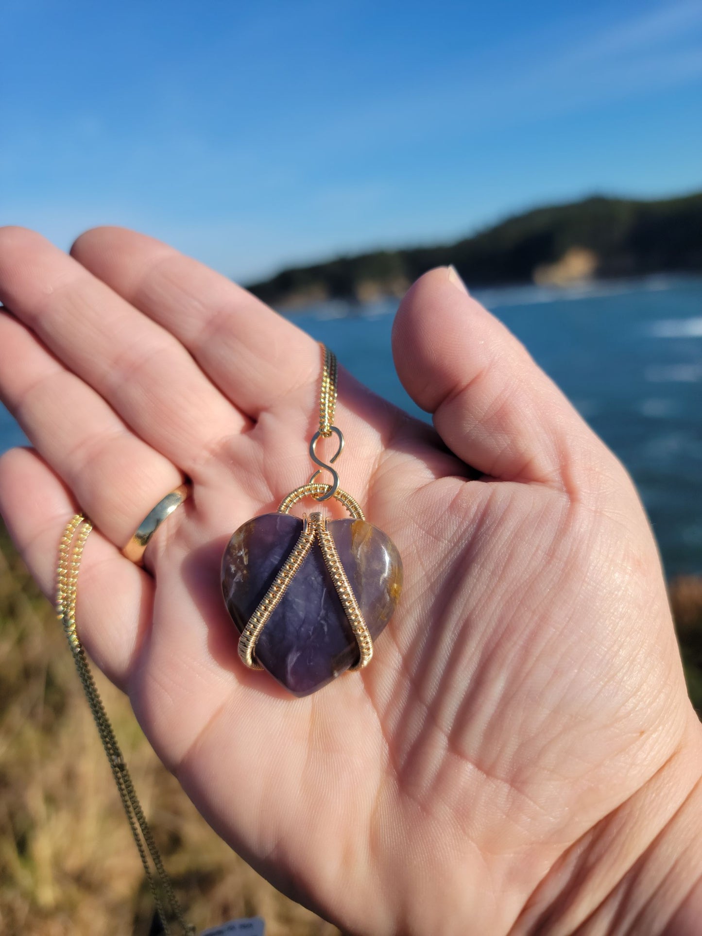 Purple Agate Heart ~ 14k Gold Fill