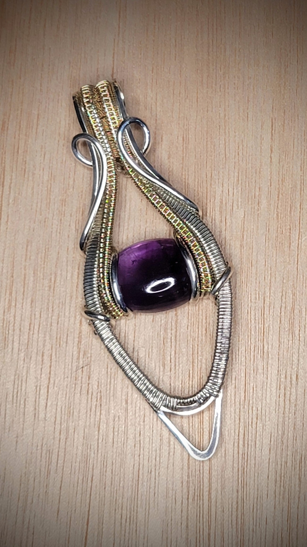 Amethyst Amulet in Sterling Silver and 14k Gold Fill