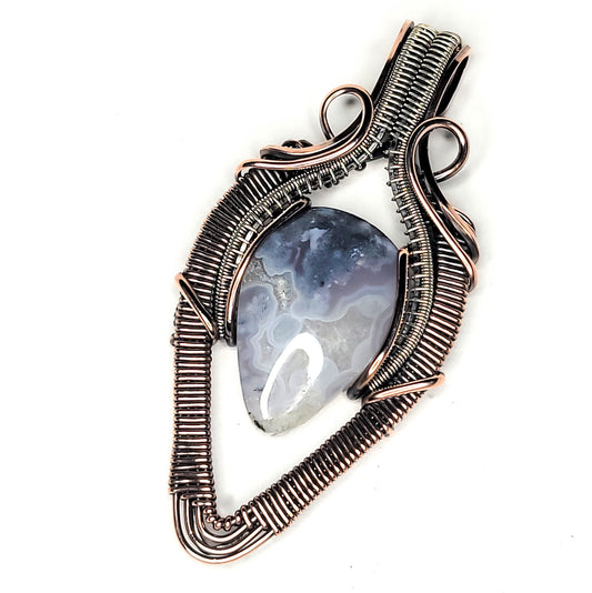 Purple Moss Agate Amulet ~ Copper & Sterling Silver