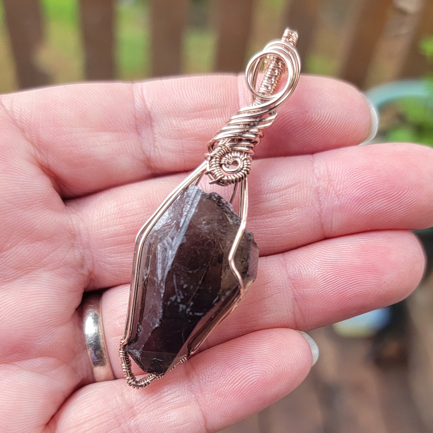 Smoky Quartz Point Pendant in Rose Gold