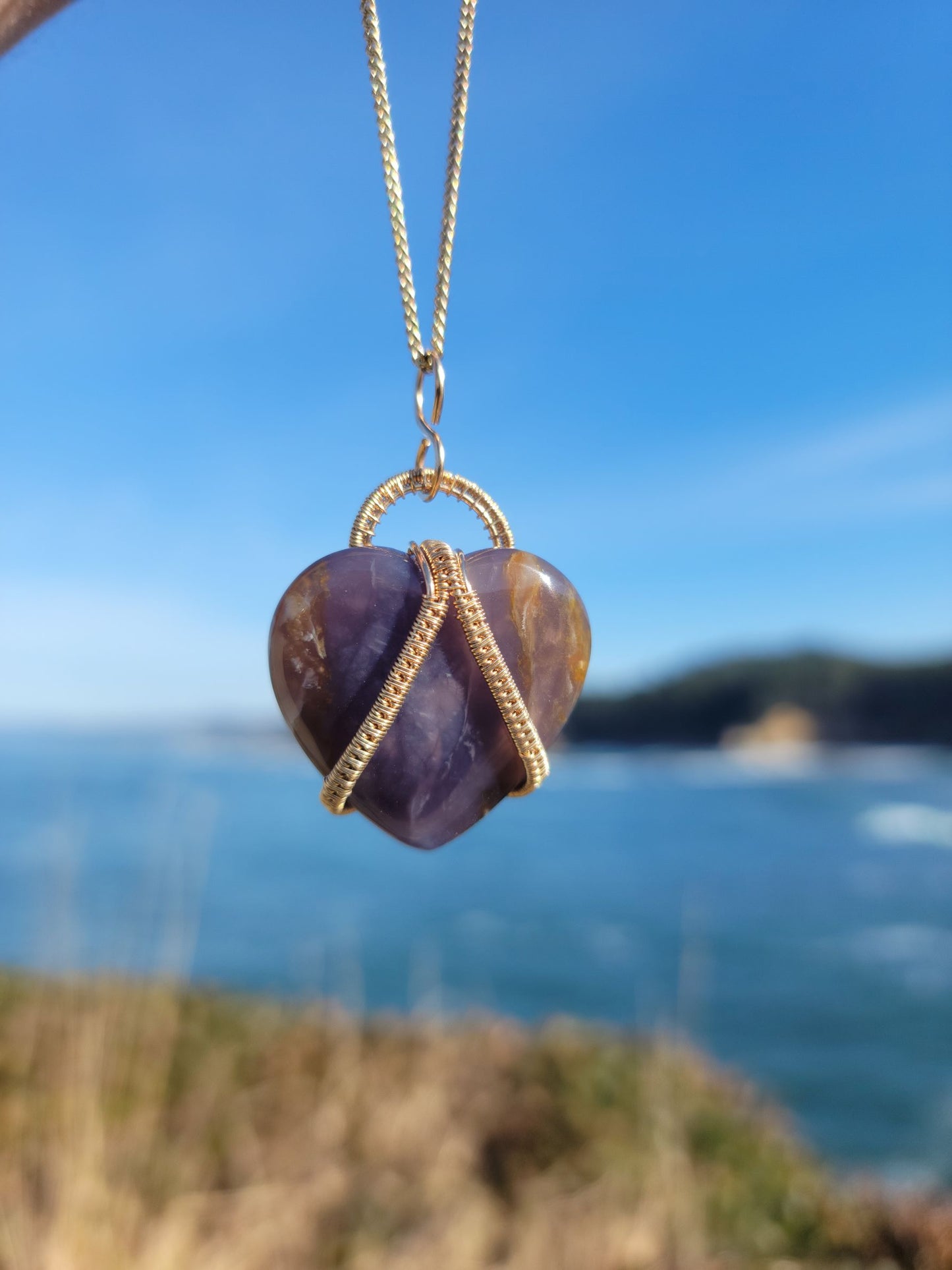 Purple Agate Heart ~ 14k Gold Fill