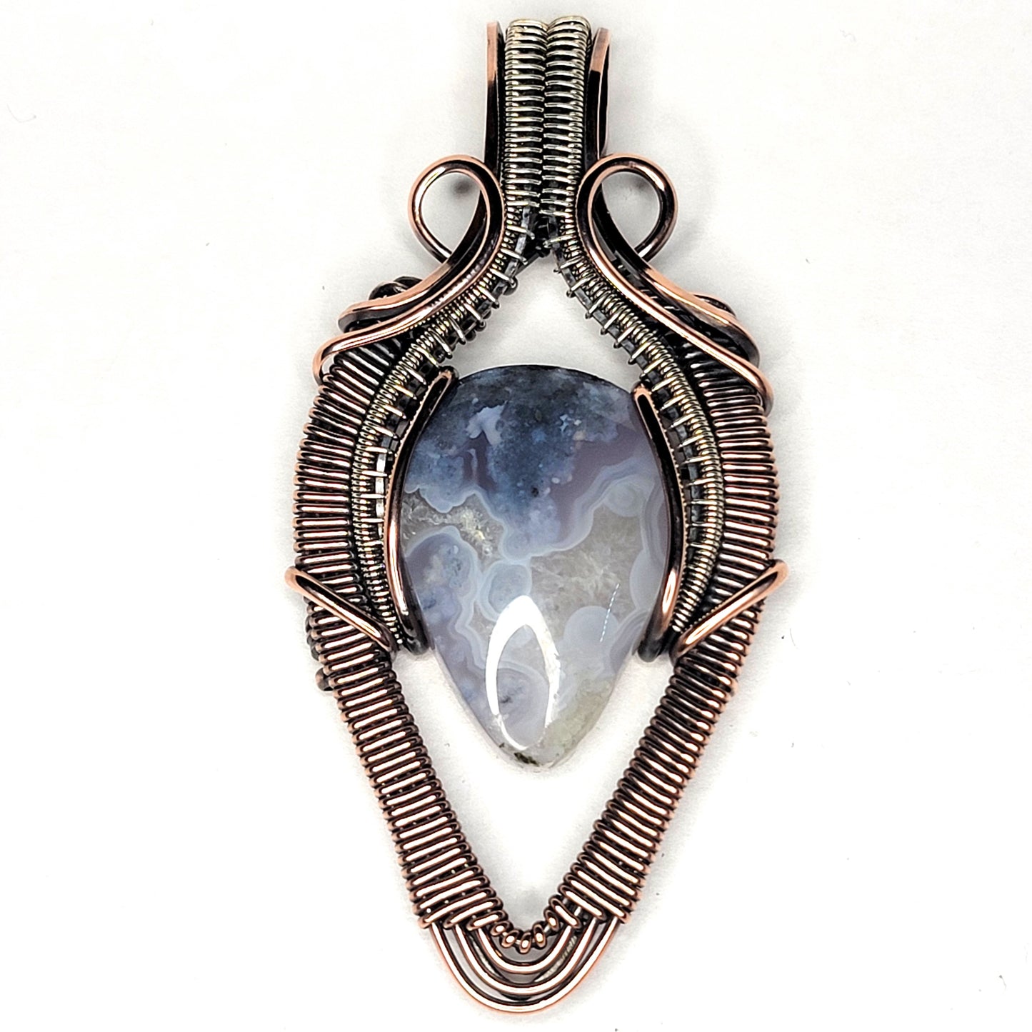 Purple Moss Agate Amulet ~ Copper & Sterling Silver