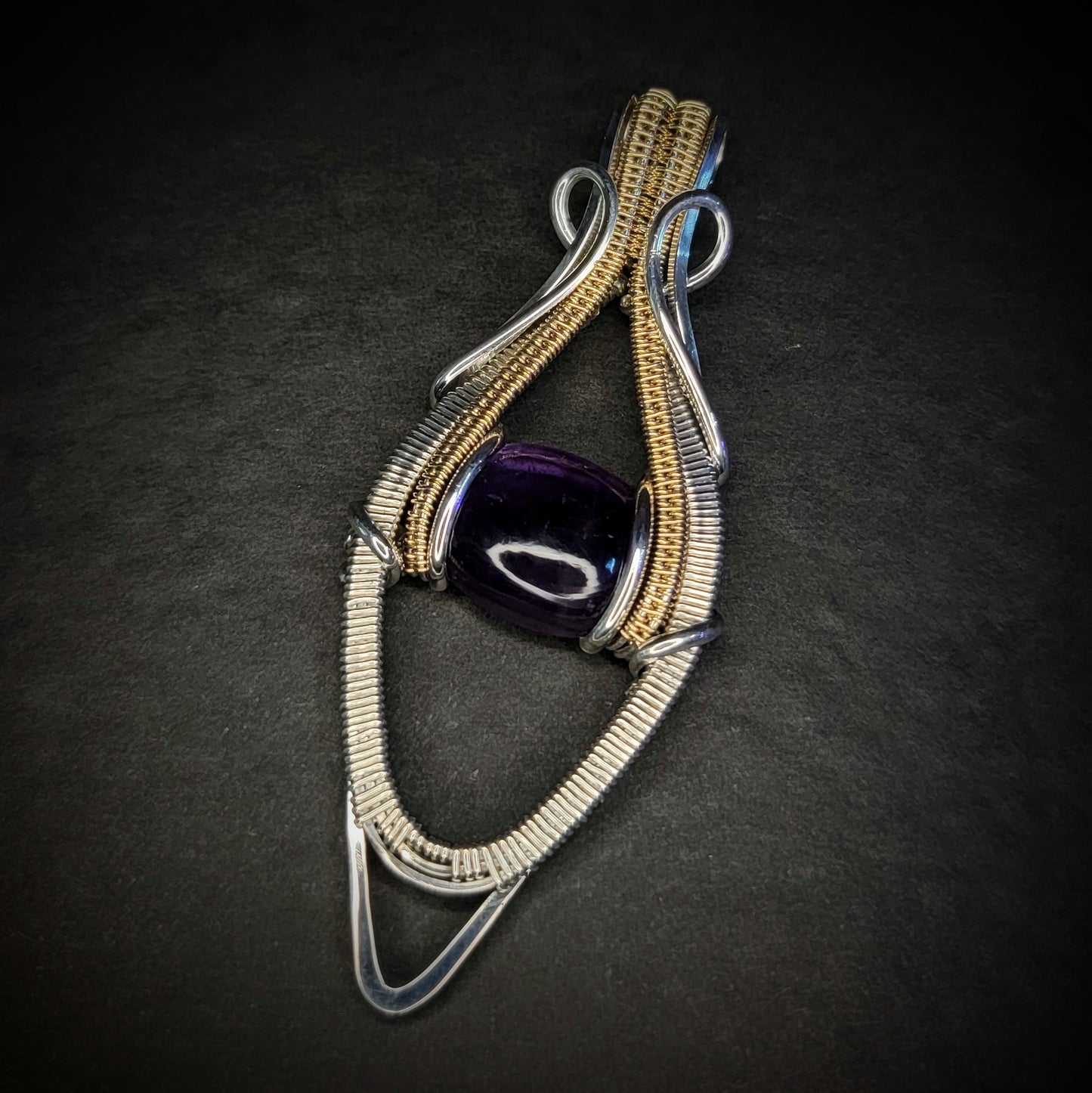 Amethyst Amulet in Sterling Silver and 14k Gold Fill