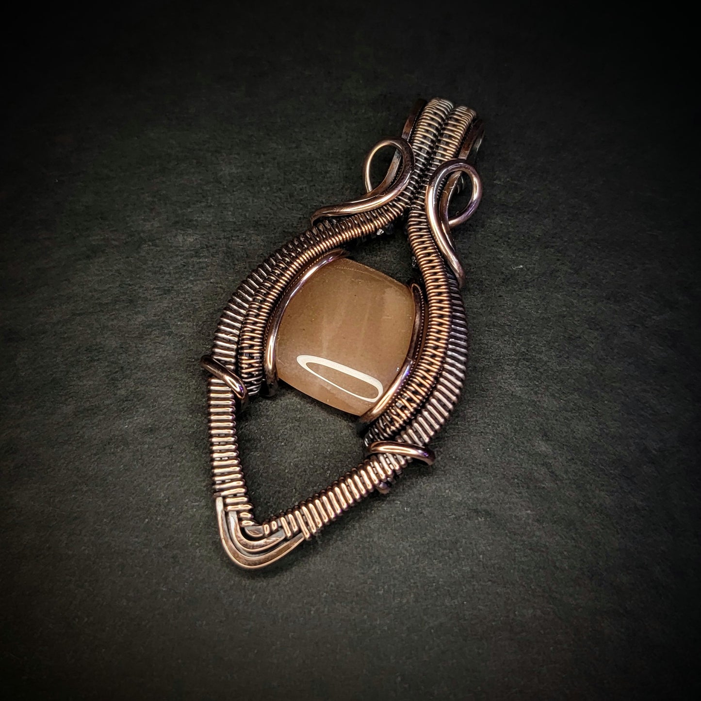 Peach Moonstone Amulet ~ Copper