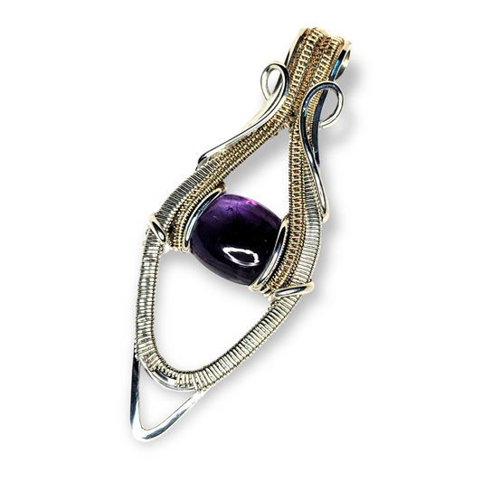 Amethyst Amulet in Sterling Silver and 14k Gold Fill